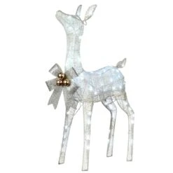 36" Pre-Lit Glittered Fawn
