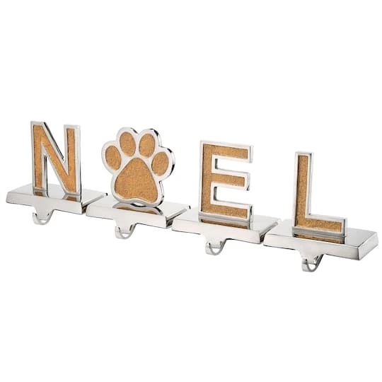 5" Gold Sparkle NOEL Stocking Holders, 4ct. 4 5" Gold Sparkle NOEL Stocking Holders, 4ct. - Image 2