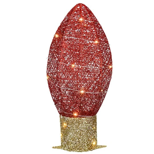 20" Pre-Lit LED Red Christmas Light Bulb Decoration 4 20" Pre-Lit LED Red Christmas Light Bulb Decoration - Image 2