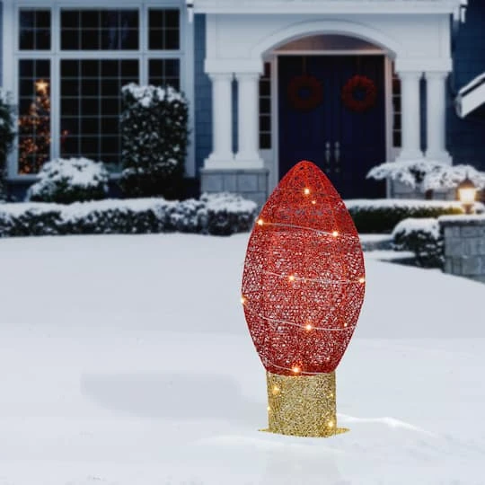 20" Pre-Lit LED Red Christmas Light Bulb Decoration 5 20" Pre-Lit LED Red Christmas Light Bulb Decoration - Image 3