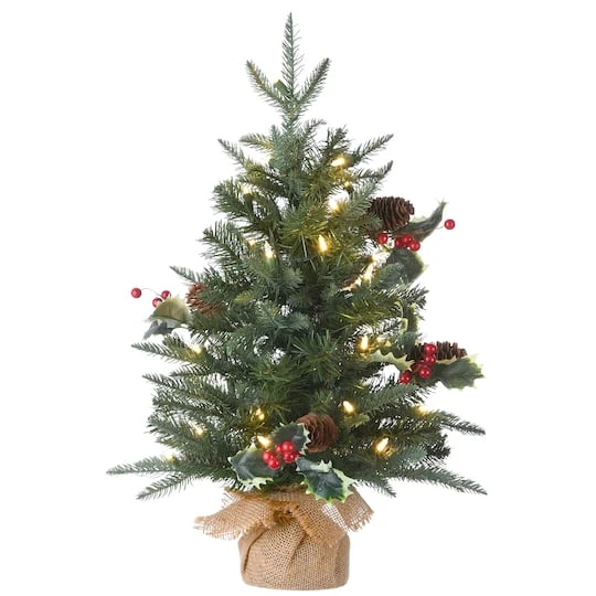 2ft. Pre-Lit Happy Hill Pine Artificial Christmas Tree, Warm White LED Lights 3 2ft. Pre-Lit Happy Hill Pine Artificial Christmas Tree, Warm White LED Lights
