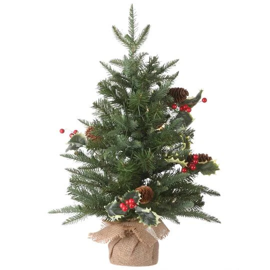 2ft. Pre-Lit Happy Hill Pine Artificial Christmas Tree, Warm White LED Lights 8 2ft. Pre-Lit Happy Hill Pine Artificial Christmas Tree, Warm White LED Lights - Image 6