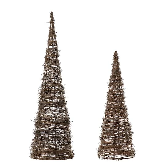 Glitzhome® Pre-Lit Rattan Christmas Table Tree Décor Set 8 Glitzhome® Pre-Lit Rattan Christmas Table Tree Décor Set - Image 6