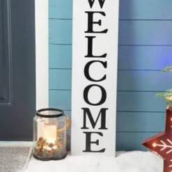 Glitzhome® 42.5'' Reversible Double-Sided Wooden Porch Sign -Christmas Designers Store D652320S 7
