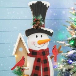 Glitzhome® 36'' Lighted Wooden Snowman Porch Décor -Christmas Designers Store D652321S 5