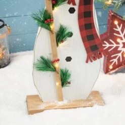 Glitzhome® 36'' Lighted Wooden Snowman Porch Décor -Christmas Designers Store D652321S 6