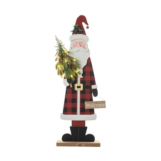 Glitzhome® 36'' Lighted Wooden Santa Porch Décor 4 Glitzhome® 36'' Lighted Wooden Santa Porch Décor - Image 2