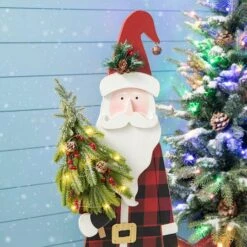 Glitzhome® 36'' Lighted Wooden Santa Porch Décor 16 Glitzhome® 36'' Lighted Wooden Santa Porch Décor -Christmas Designers Store D652322S 5