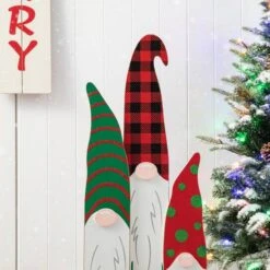Glitzhome® 34.75'' Wooden Gnome Family Porch Décor 16 Glitzhome® 34.75'' Wooden Gnome Family Porch Décor -Christmas Designers Store D652323S 5