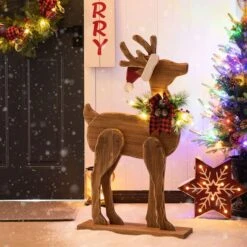 Glitzhome® 36'' Chunky Wood Reindeer Porch Décor -Christmas Designers Store D652324S 2
