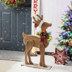 Glitzhome® 36'' Chunky Wood Reindeer Porch Décor -Christmas Designers Store D652324S 5