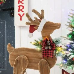 Glitzhome® 36'' Chunky Wood Reindeer Porch Décor -Christmas Designers Store D652324S 7