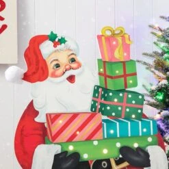 Glitzhome® 36'' Wooden Santa Gifts Porch Décor -Christmas Designers Store D652325S 5