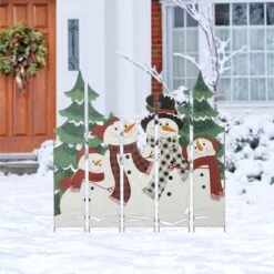 Glitzhome® 41.5'' Metal Snowman Family Combo Yardstake 13 Glitzhome® 41.5'' Metal Snowman Family Combo Yardstake -Christmas Designers Store D652327S 3