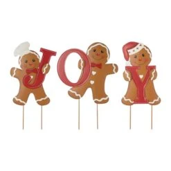 Glitzhome® 46.75'' JOY Gingerbread Man Metal Yardstakes