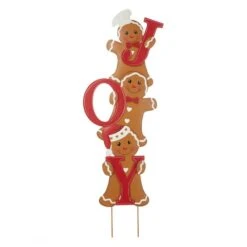 Glitzhome® 46.75'' JOY Gingerbread Man Metal Yardstakes -Christmas Designers Store D652332S 7