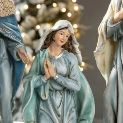 Glitzhome® Oversized Deluxe Blue Resin Nativity Figurine Set -Christmas Designers Store D652338S 6