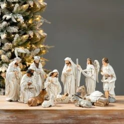 Glitzhome® Ivory Resin Nativity Figurine Set -Christmas Designers Store D652339S 2
