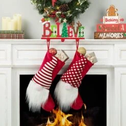 Glitzhome® 14.5'' BELIEVE Metal Christmas Stocking Holder -Christmas Designers Store D652341S 3