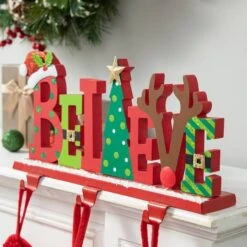 Glitzhome® 14.5'' BELIEVE Metal Christmas Stocking Holder -Christmas Designers Store D652341S 5