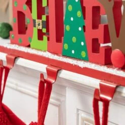 Glitzhome® 14.5'' BELIEVE Metal Christmas Stocking Holder -Christmas Designers Store D652341S 7
