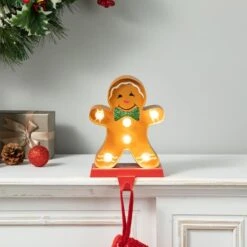 Glitzhome® 7.25'' Marquee LED Gingerbread Man Christmas Stocking Holder 15 Glitzhome® 7.25'' Marquee LED Gingerbread Man Christmas Stocking Holder -Christmas Designers Store D652343S 4