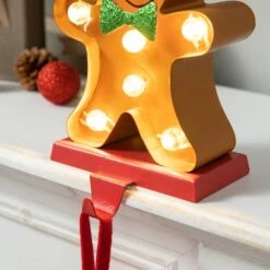 Glitzhome® 7.25'' Marquee LED Gingerbread Man Christmas Stocking Holder 17 Glitzhome® 7.25'' Marquee LED Gingerbread Man Christmas Stocking Holder -Christmas Designers Store D652343S 6