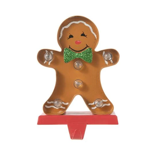 Glitzhome® 7.25'' Marquee LED Gingerbread Man Christmas Stocking Holder 10 Glitzhome® 7.25'' Marquee LED Gingerbread Man Christmas Stocking Holder - Image 8