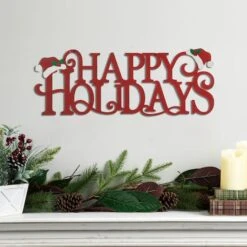 Glitzhome® 24'' HAPPY HOLIDAYS Metal Christmas Wall Décor -Christmas Designers Store D652347S 4