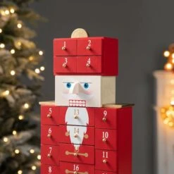Glitzhome® 17.25'' Wooden Christmas Nutcracker Countdown Calendar Décor With Drawer -Christmas Designers Store D652349S 3
