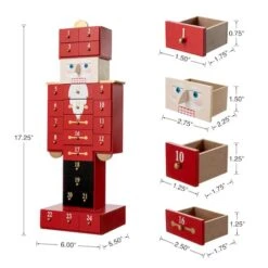 Glitzhome® 17.25'' Wooden Christmas Nutcracker Countdown Calendar Décor With Drawer -Christmas Designers Store D652349S 7