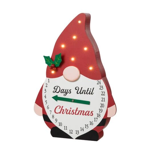 Glitzhome® 15'' Lighted Wooden Christmas Gnome Countdown Calendar 3 Glitzhome® 15'' Lighted Wooden Christmas Gnome Countdown Calendar