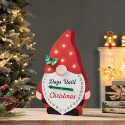 Glitzhome® 15'' Lighted Wooden Christmas Gnome Countdown Calendar 12 Glitzhome® 15'' Lighted Wooden Christmas Gnome Countdown Calendar -Christmas Designers Store D652350S 2