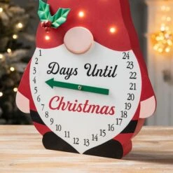 Glitzhome® 15'' Lighted Wooden Christmas Gnome Countdown Calendar 14 Glitzhome® 15'' Lighted Wooden Christmas Gnome Countdown Calendar -Christmas Designers Store D652350S 4