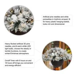 Glitzhome® 24'' Pre-Lit Snow Flocked Christmas Artificial Pine Poinsettia Hanging Baskets, 2ct. 19 Glitzhome® 24'' Pre-Lit Snow Flocked Christmas Artificial Pine Poinsettia Hanging Baskets, 2ct. -Christmas Designers Store D652356S 8