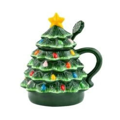 Green Lidded Nostalgic Tree Mug With Spoon
