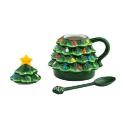 Green Lidded Nostalgic Tree Mug With Spoon 8 Green Lidded Nostalgic Tree Mug With Spoon -Christmas Designers Store D657892S 2