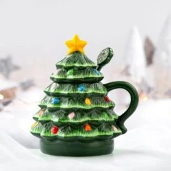 Green Lidded Nostalgic Tree Mug With Spoon 9 Green Lidded Nostalgic Tree Mug With Spoon -Christmas Designers Store D657892S 3