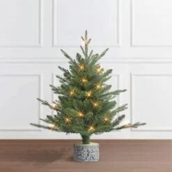 2ft. Pre-Lit Artificial Christmas Tree In Stump Planter, Warm White LED Lights -Christmas Designers Store D659603S 3