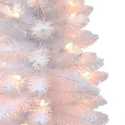 3ft. Pre-Lit White Artificial Christmas Tree In Burlap Base, Clear Lights -Christmas Designers Store D659608S 2