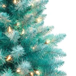 3ft. Pre-Lit Fashion Teal Artificial Christmas Tree In Burlap Base, Clear Lights -Christmas Designers Store D659664S 2