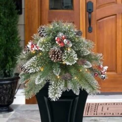 18" Pre-Lit LED Snowy Urn Filler 10 18" Pre-Lit LED Snowy Urn Filler -Christmas Designers Store D659672S 3