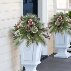 18" Pre-Lit LED Snowy Urn Filler 11 18" Pre-Lit LED Snowy Urn Filler -Christmas Designers Store D659672S 4