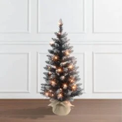 3ft. Pre-Lit Black Pine Artificial Christmas Tree, Clear Incandescent Lights -Christmas Designers Store D659688S 3