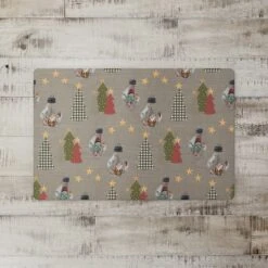 Gray Tree & Globe Pattern Floor Mat 7 Gray Tree & Globe Pattern Floor Mat -Christmas Designers Store D662411S 2