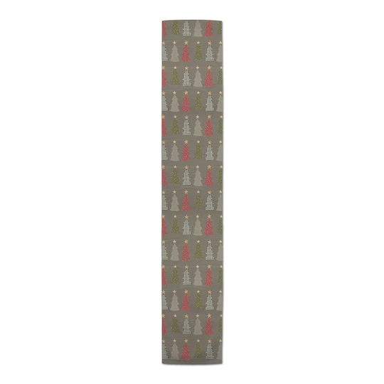 72" Gray Tree Pattern Cotton Twill Runner 6 72" Gray Tree Pattern Cotton Twill Runner - Image 4