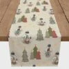 72" Cream Tree & Globe Pattern Cotton Twill Runner