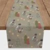 90" Gray Tree & Globe Pattern Cotton Twill Runner 1 90" Gray Tree & Globe Pattern Cotton Twill Runner -Christmas Designers Store D662493S 1