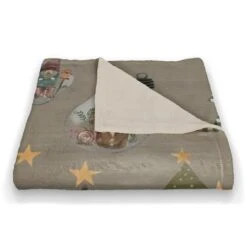 Gray Tree & Globe Pattern Coral Fleece Blanket 8 Gray Tree & Globe Pattern Coral Fleece Blanket -Christmas Designers Store D662522S 2