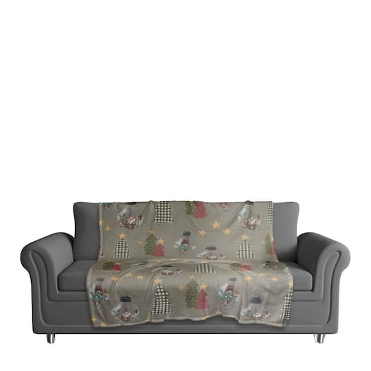 Gray Tree & Globe Pattern Coral Fleece Blanket 6 Gray Tree & Globe Pattern Coral Fleece Blanket - Image 4